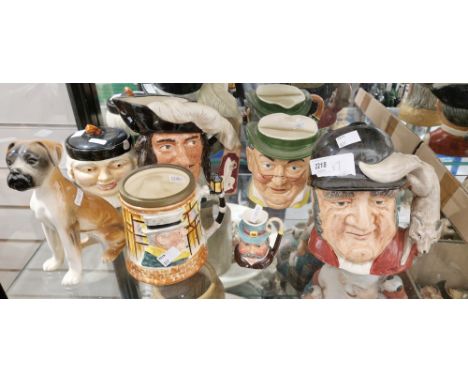 Various character jugs&nbsp;to include Doulton &amp; Co 'Goneaway', Staffordshire Mr Pickwick, Letsborough ware miniature, Ro