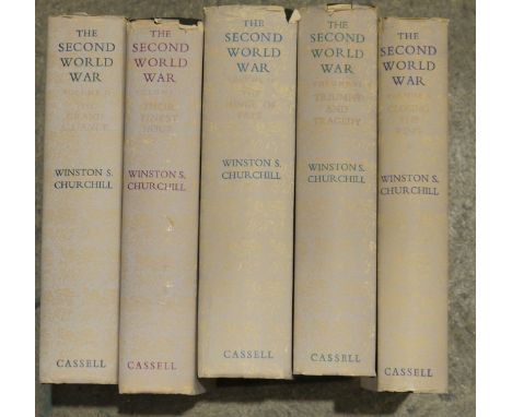 Churchill, Winston S&nbsp;
"The Second World War", Cassell &amp; Co, 5 vols with dust wrappers, vol 1 missing, all first edit