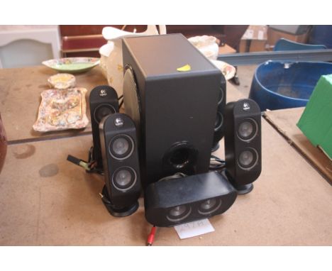 A Logitech surround sound system