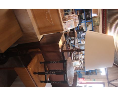 A mahogany standard lamp complete with shade