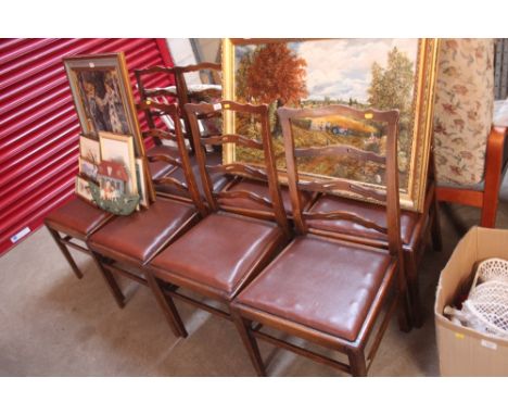A set of eight elm ladder back dining chairs 