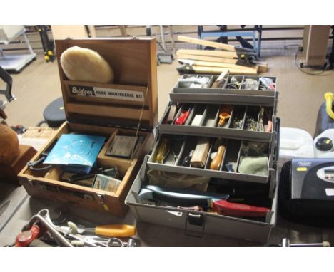 A Black &amp; Decker drill and accessories; and a cantilever tool box and contents 