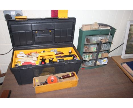 A tool box and various contents etc.