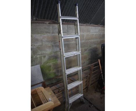 An aluminium folding step ladder