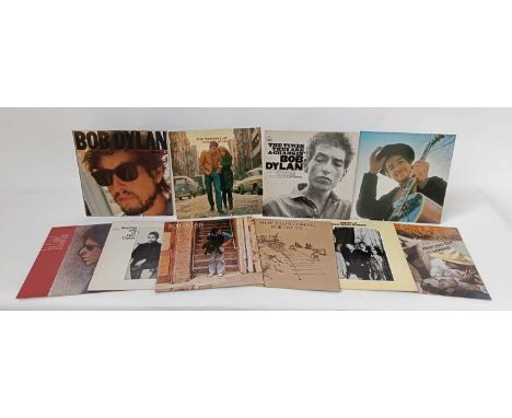 A collection of ten Bob Dylan records; Slow train coming, Infadels, Nashville Skyline, John Wesley Hardin, The free-wheeling,