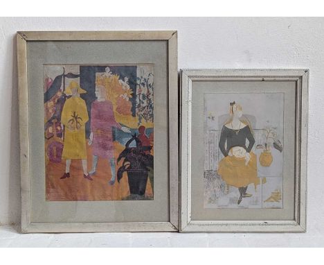 English School, 20th century, figure study, lithograph, 39 x 31cm, together with another similar (2)