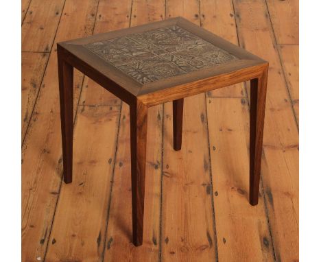 Severin Hansen (Danish, 1914-1987), a rosewood square coffee table, circa 1960s, having a tile inset top, on square tapered l