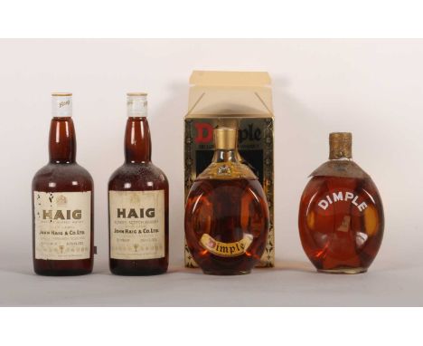 Four bottles of Haig whiskey, two gold label, two Dimple (one boxed)