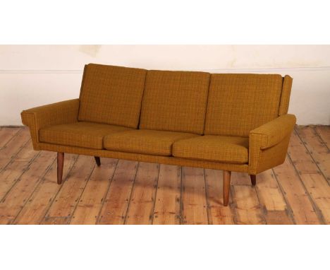A Danish teak three seater sofa, circa 1970, 78 x 183 x 72cm