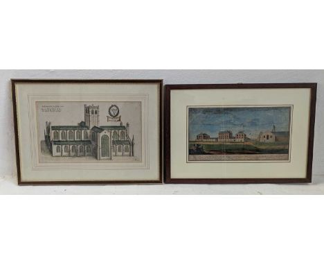 After Daniel King (d.1664), The South Prospect of the Cathedral Church of Bath, coloured etching, visible sheet 18.5 x 31cm, 