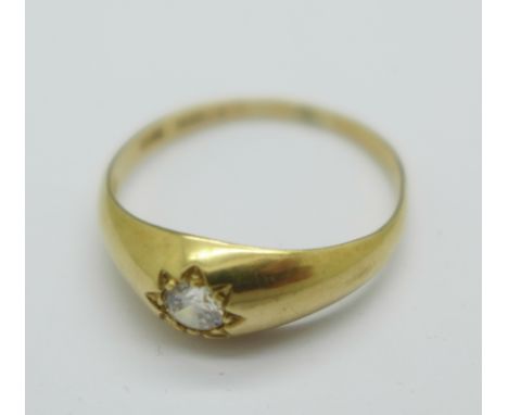 A 9ct gold and white stone ring, 2.1g, X