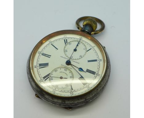 A gun-metal chronograph pocket watch, Graham and Parkes, Liverpool retailer
