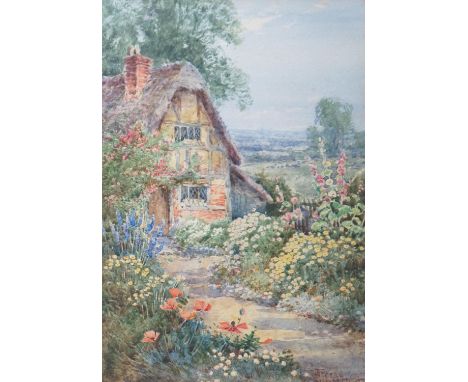 Teresa Sylvester Stannard (1898-1947), watercolour, A cottage garden, signed, 25 x 18cm