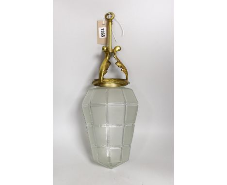 A brass and glass light lantern, 43cm tall
