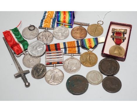 Two pairs of WWI medals awarded to 5761 SJT. A. E. GUNN. R. E. and SD-288 PTE. W. H. BROAD. R. SUSS. R. , another WWI medal t