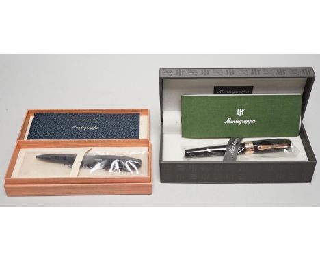 A Montegrappa Fortuna fountain pen and Ruble ball point pen, cased