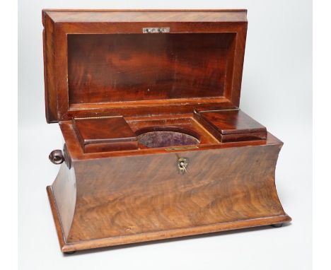 A 19th century mahogany sarcophagus shaped tea caddy, 34cm wide