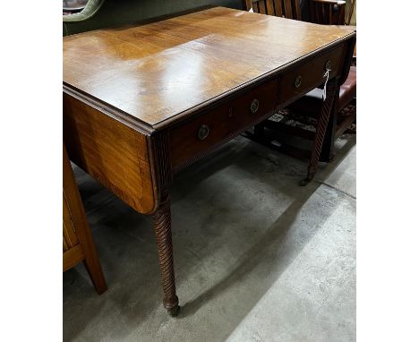 A Regency rosewood banded mahogany sofa table, width 102cm, depth 76cm, height 76cm