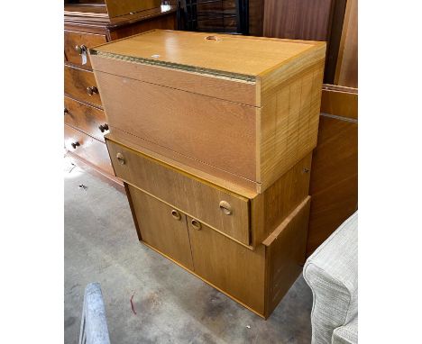Four mid century teak ladder shelving units, disassembled