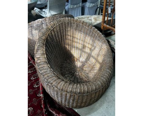 A pair of contemporary rattan tub framed garden chairs, height 78cm
