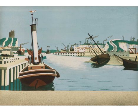 Edward Wadsworth ARA (1889-1949)Imaginary Harbourlithograph in colours, signed in pencil under mount l.r.46.5 x 62.5cm Condit