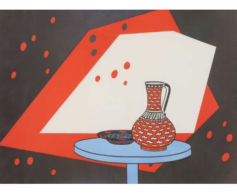 *Patrick Caulfield RA (1936-2005)'Red and White Still Life'offset lithograph, 1964, signed and numbered 33/100, said to be wi