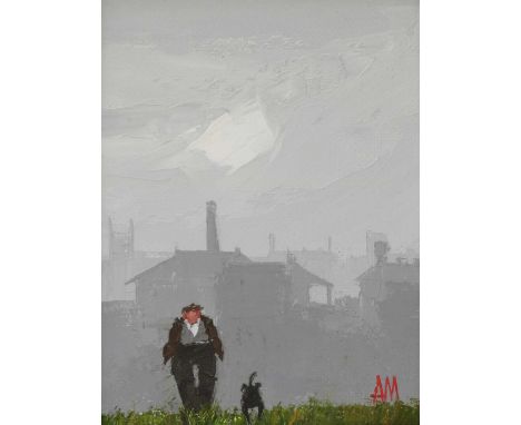 *Austin Moseley (1930-2013)'A walk in the fog'signed with initials l.r, oil on canvas board20 x 15.5cmAustin Moseley was born