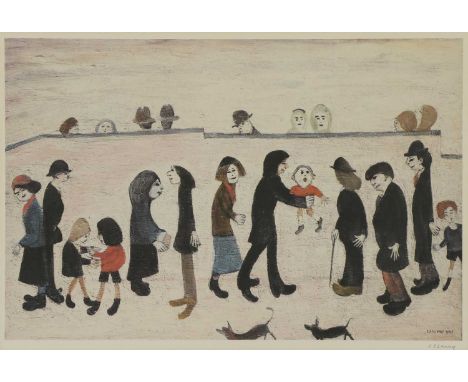 *Laurence Stephen Lowry RA (1887-1976)'Man Holding Child'offset lithograph in colours, signed in pencil l.r.image 45 x 70cm*A