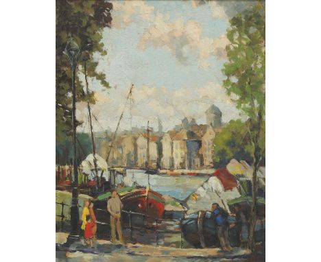 Attributed to Paul Lecomte (French, 1842-1920)Along the quayoil on board48.5 x 38cm Condition report: In apparently good orde