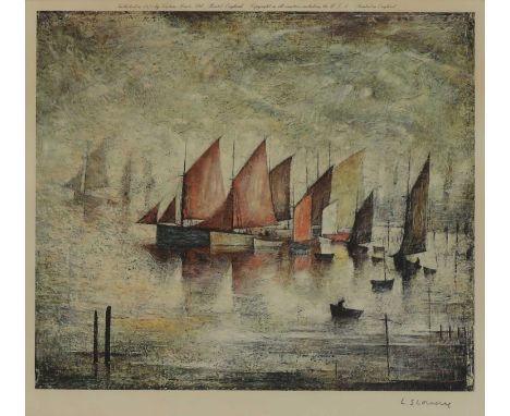 *Laurence Stephen Lowry RA (1887-1976)'Sailing Boats'offset lithograph in colours, signed in pencil l.r., published by Ventur