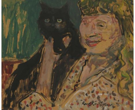 *Ruskin Spear RA (1911-1990)Woman and catsigned l.r., oil on board61 x 56cmExhibited: Royal Academy, London, Summer Exhibitio