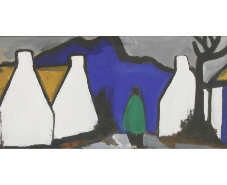 *Markey Robinson (1918-1999)A figure in a villagegouache20 x 38cm*Artist's Resale Right may apply to this lot.Condition repor