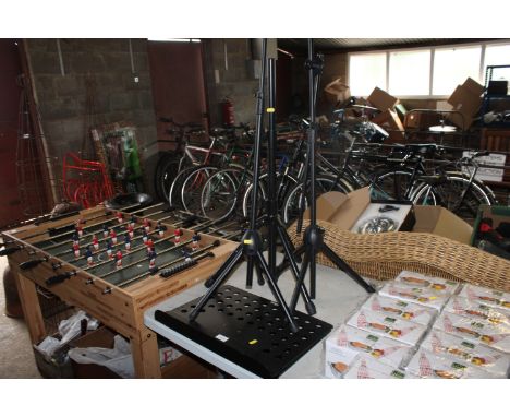 Three music stands to include Stagg, sold as seen