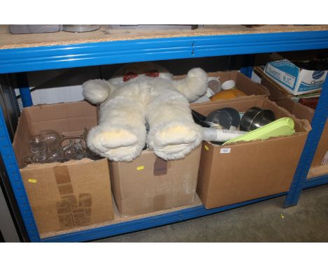 Four boxes containing various kitchenalia and glassware 