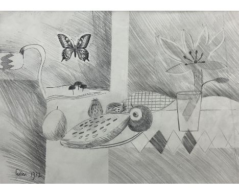Attrib. Mary Fedden RA (British 1915-2012): Still Life Objects on a Window Sill, pencil sketch signed and dated 1972, 29cm x 
