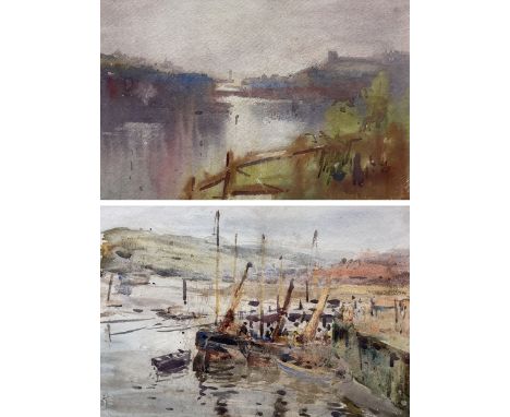 Edward Enoch Anderson (Staithes Group 1878-1961): Whitby from Divinity Flat and Upper Harbour Whitby, two watercolours unsign
