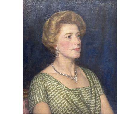 Harold Knight (Staithes Group 1874-1961): Portrait of Mrs Herma Levitt (neé Lang), oil on canvas signed, James Bourlet label 