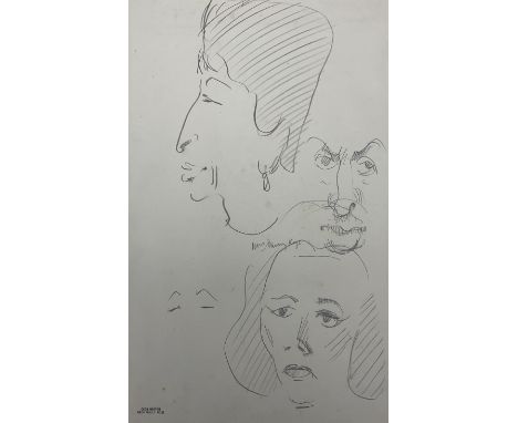 Sir Cecil Beaton CBE (British 1904-1980): 'Mrs Danny Kaye' - Sylvia Fine (1913-1991), pencil sketch titled, with a further po