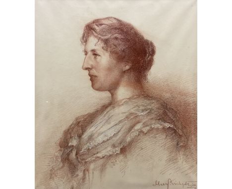 Mary Georgina Rischgitz (British 1866-1939): Self Portrait of the Artist, sanguine chalk signed 57cm x 49cmCondition Report:G