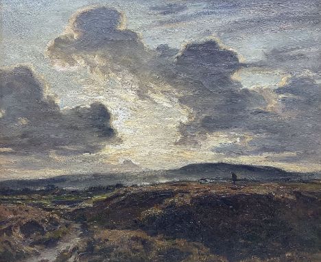 Arthur A Friedenson (Staithes Group 1872-1955): 'Across the Heath - Evening', oil on canvas signed and dated 1913, original t