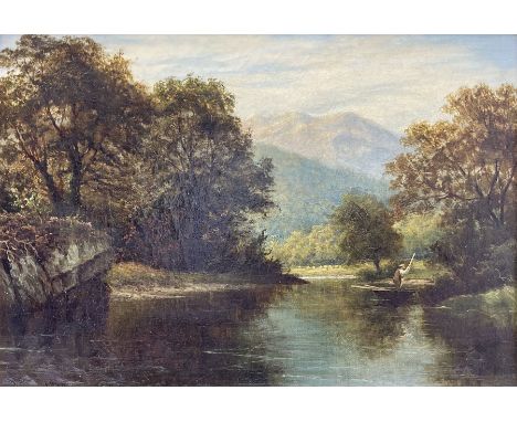 Thomas Spinks (British 1847-1927): Punting on the River, oil on canvas signed and dated 1879, partial title label verso 24cm 