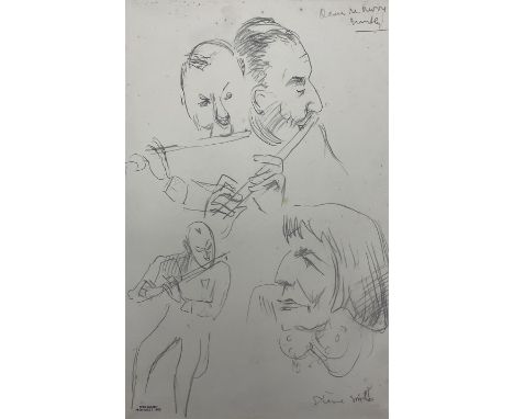 Sir Cecil Beaton CBE (British 1904-1980): 'Stevie Smith' (1902-1971) and a Flautist, pencil sketch inscribed, with a further 