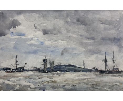 William (Fred) Frederick Mayor (Staithes Group 1866-1916): Shipping off the Coast, watercolour signed 25cm x 38cmProvenance: 