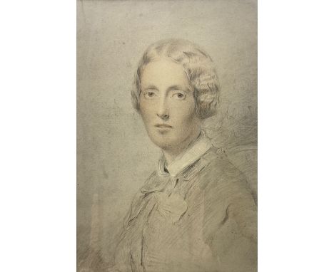 George Richmond RA (British 1809-1896): 'Portrait of a Young Lady, Said to be Charlotte Brontë', pencil and coloured chalks u