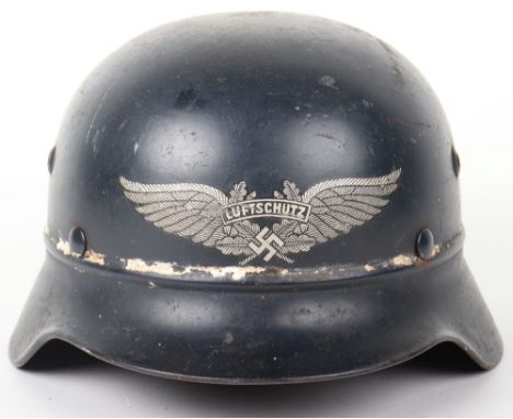 WW2 German Luftschtz Beaded Combat Helmet, good example of a M-35 pattern steel combat helmet with beaded centre, retaining m