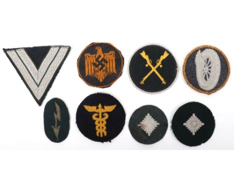 Grouping of Third Reich Cloth Insignia, including Luftwaffe motor vehicle administrator sleeve badge with gold twist cord pip