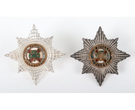 Irish Guards Officers Cap Star, silver (not hallmarked) and enamel two piece example with lug fittings to the reverse. Accomp