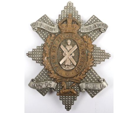 9th (The Glasgow Highlanders) Battalion Highland Light Infantry NCO’s Glengarry Badge, fine two piece example with two lug fi