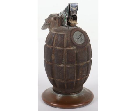 Inert British Mills Grenade Converted to Table Lighter, the body is stamped with maker “T G &amp; C”. Screw also stamped “Z G