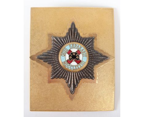 EIIR Irish Guards Cross Belt Plate, fine example of a seeded rectangular plate with silver gilt and enamel regimental insigni